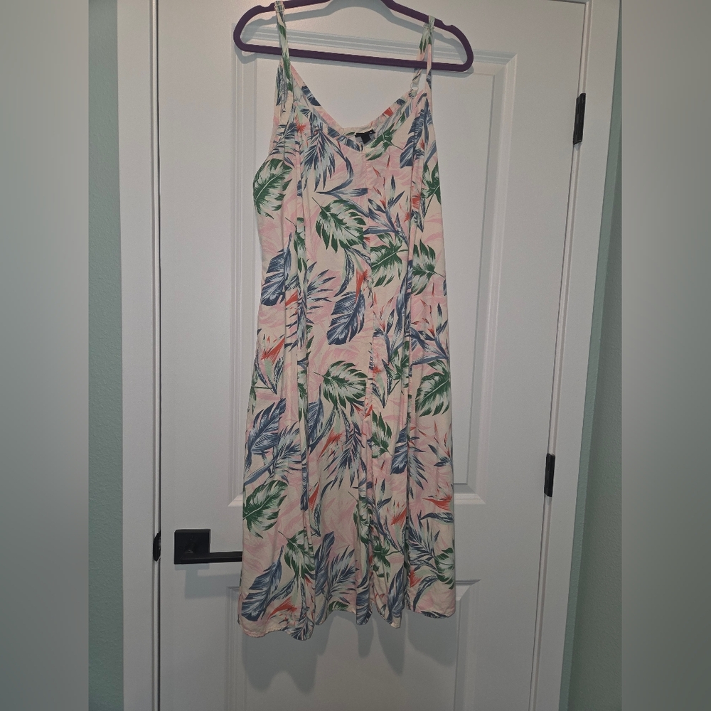 Torrid Pink Leaf Print Maxi Dress